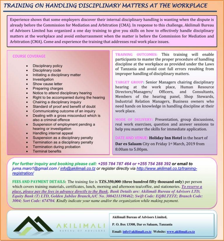 Training on Handling Disciplinary Matters at the Workplace